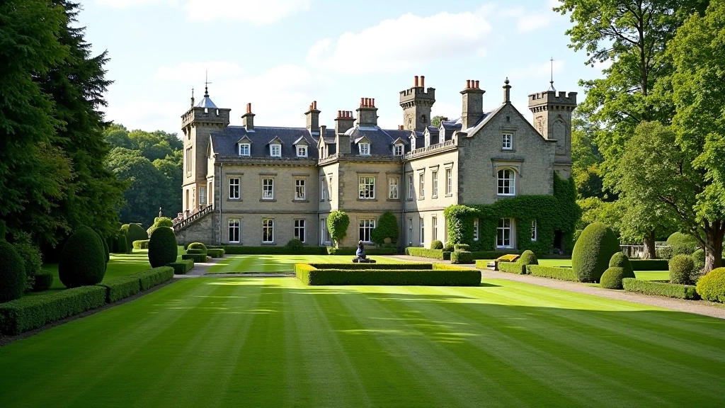 Historic castle and surrounding demesne grounds with mature parkland at Birr Castle