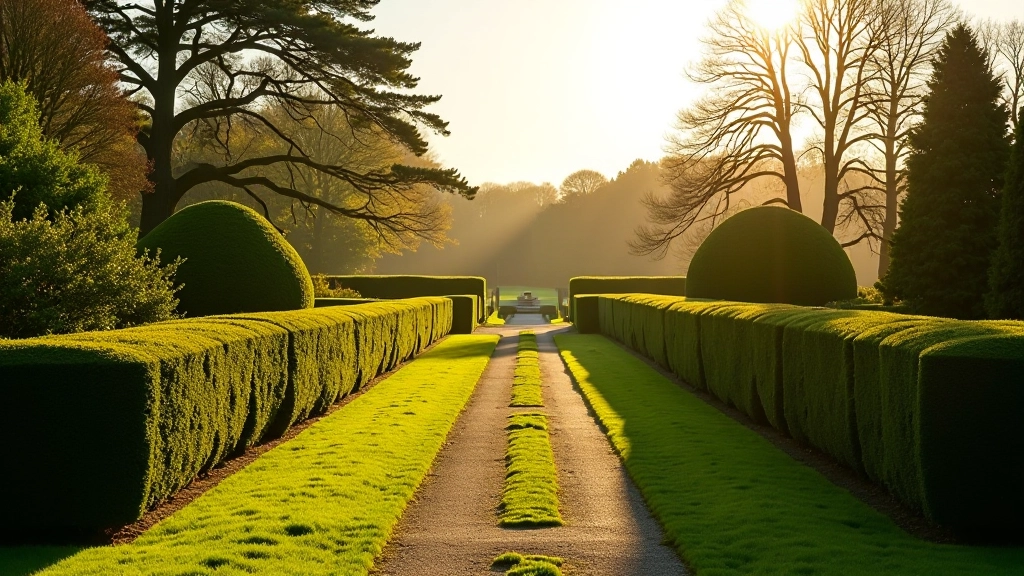 Historic Irish garden estate with manicured grounds and ancient trees