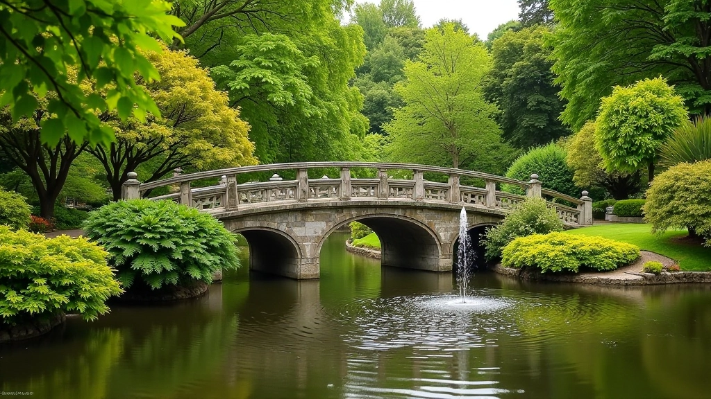 Japanese garden bridge and water feature at Powerscourt